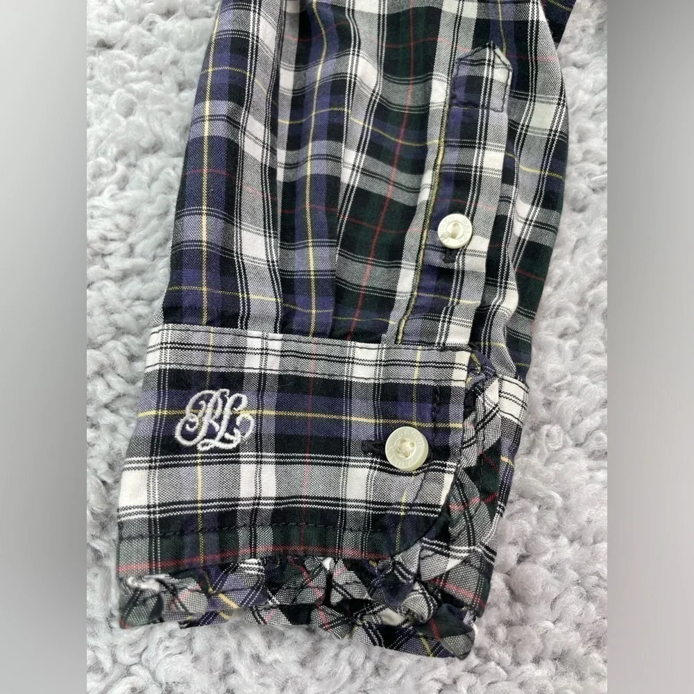 Ralph Lauren Shirt Girls 5 Button Up Plaid Chic Details Polished Preppy Vintage